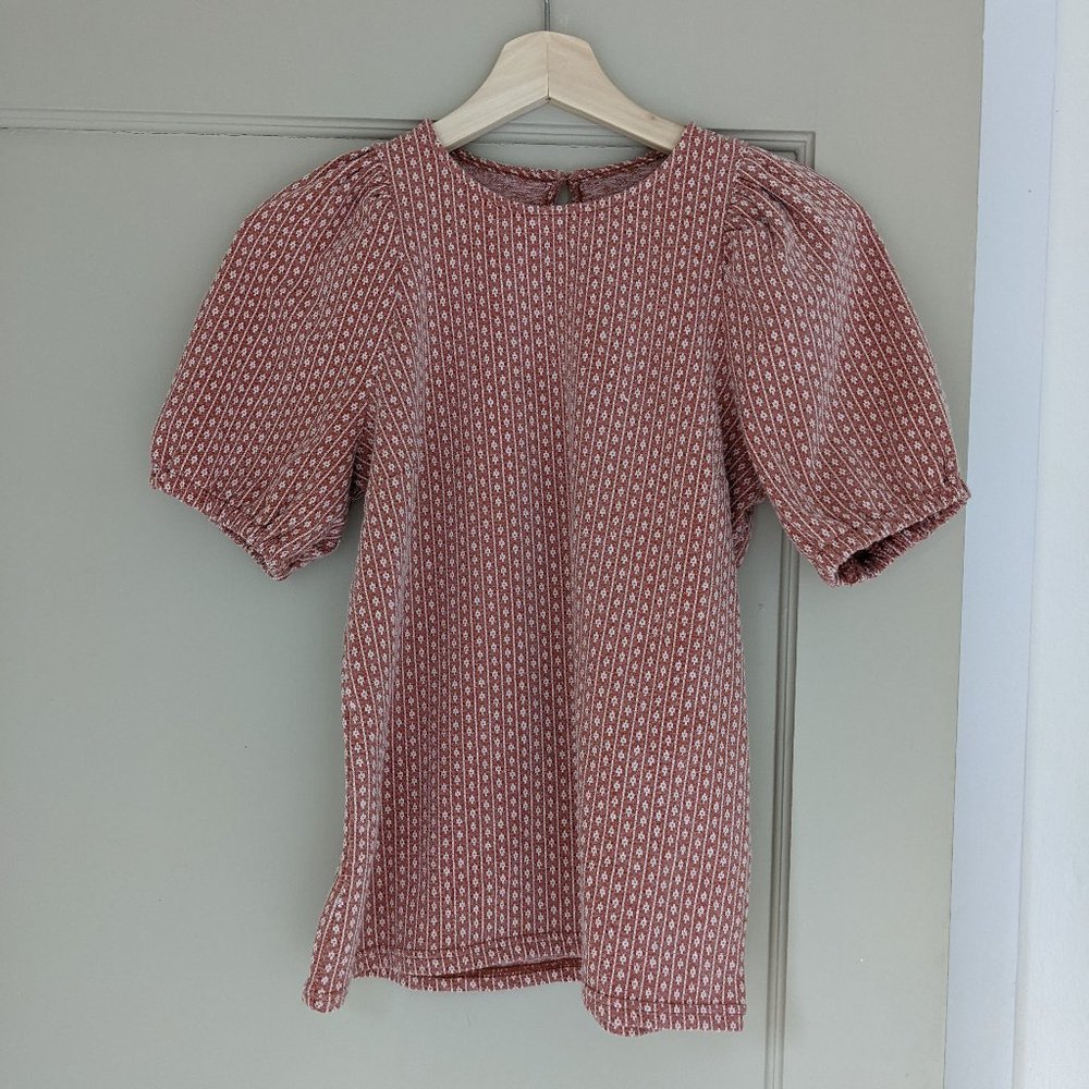 Madewell Patterned Puff Sleeve Top, Size XS